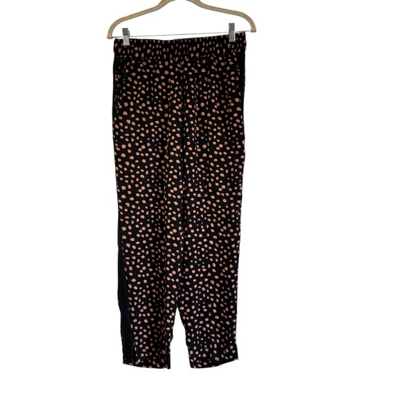Tucker Pants Silk Spotted Pleated Tapered Slim Leg Trouser Jogger Pockets - Picture 1 of 12